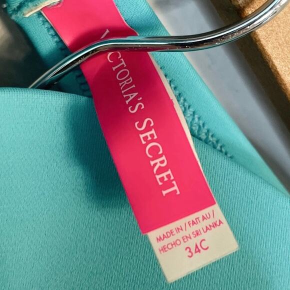 Victoria's Secret, 34C/M, Aqua,  Bandeau Bikini, Underwire, Ruching, Adjustabled - Picture 4 of 9